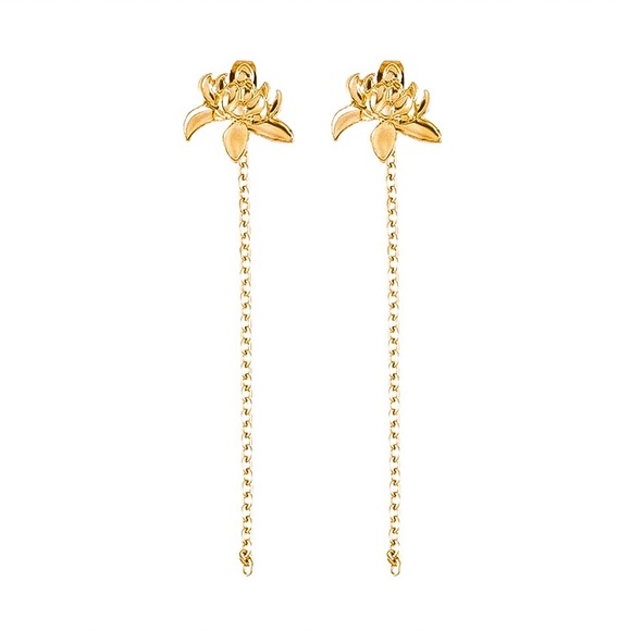 🔴5/$15🔴CLEARANCE Long Lotus Jacket Earrings NEW - Picture 6 of 8